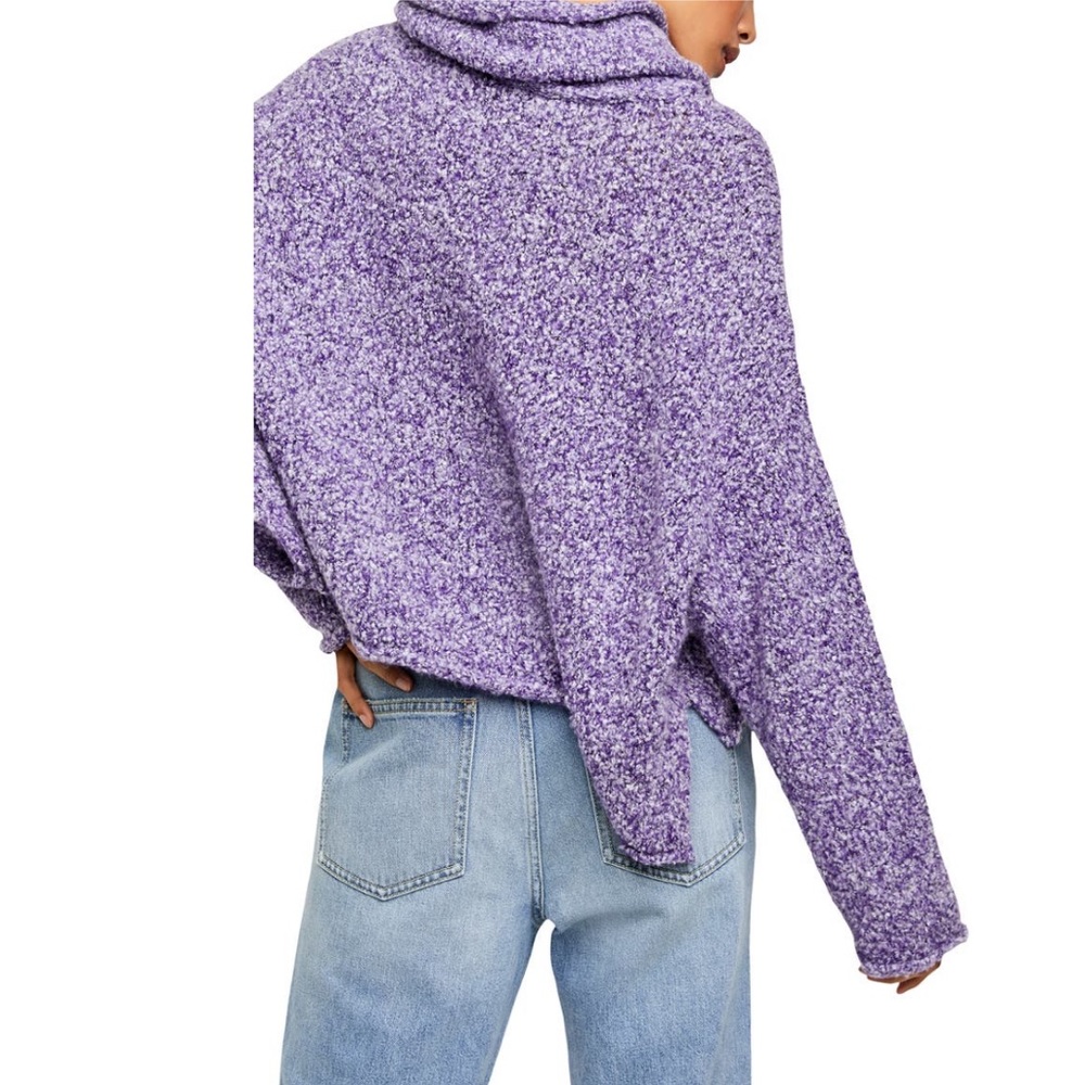 NWT Free People Grape Hyacinth BFF Cowl Neck Knit Sweater Medium - Picture 2 of 12